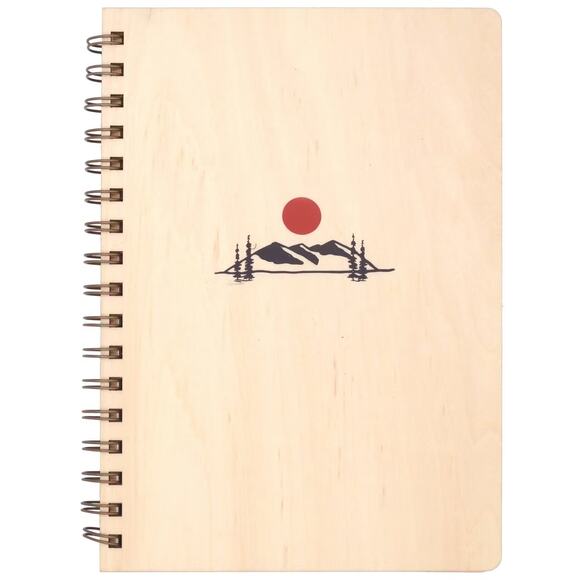 Denik NWT 130 Lined Pages Spiral Bound Wooden Notebook 8.75x6.125 - Picture 1 of 8
